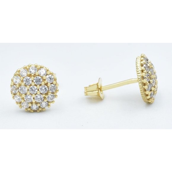 Created White Sapphires Stud Earrings 14k Yellow Gold